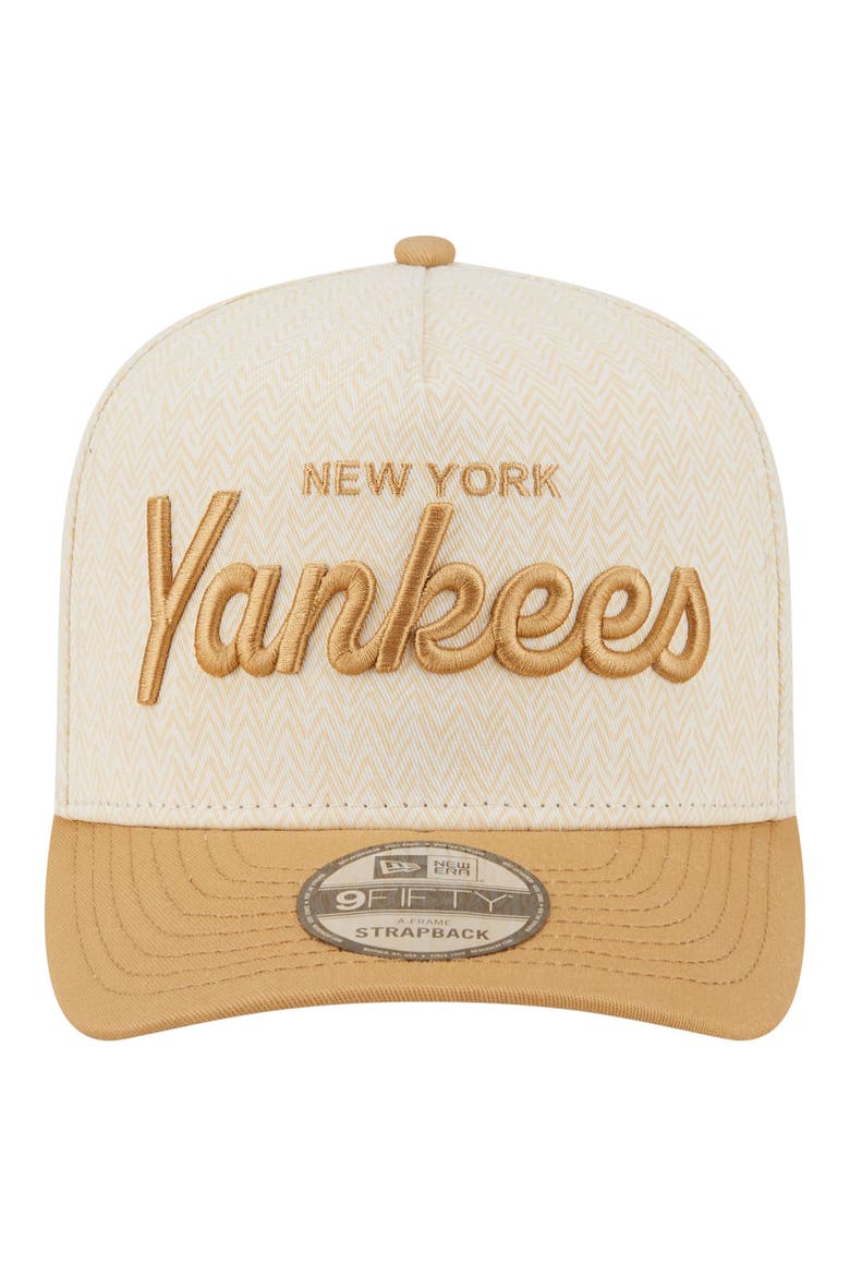 Men's New Era  Cream New York Yankees Herringbone 9FIFTY A-Frame Snapback Hat, Alternate, color, Cream