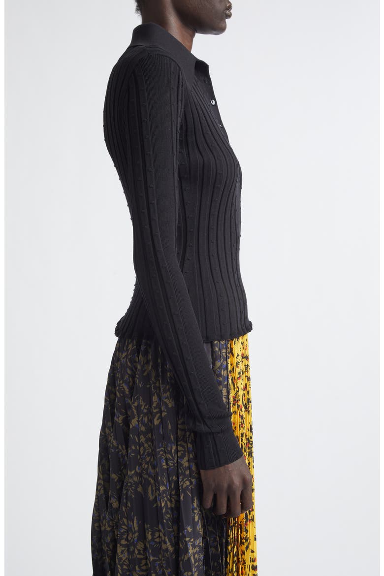 Monet Fine Bobble Knit Long Sleeve Top, Alternate, color, BLACK