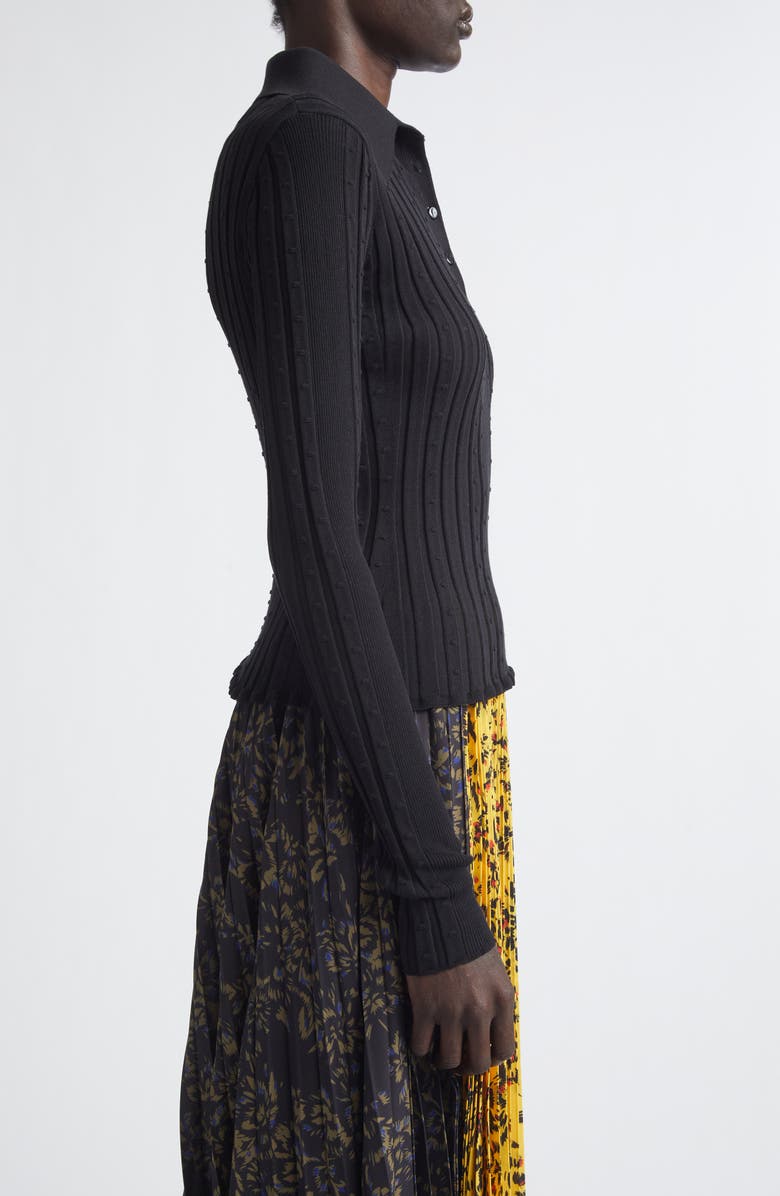 Proenza Schouler Monet Fine Bobble Knit Long Sleeve Top, Alternate, color, Black