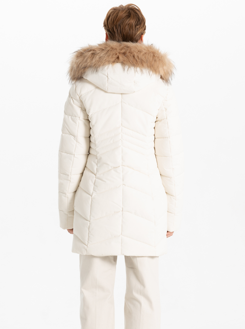 Point Zero Chevron Chic Parka In Bone