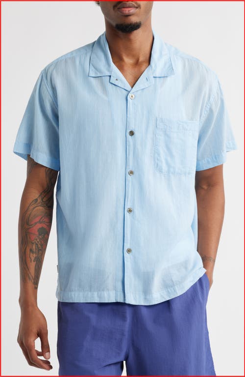 Obey Donnie Stripe Short Sleeve Cotton Button-up Shirt In Blue