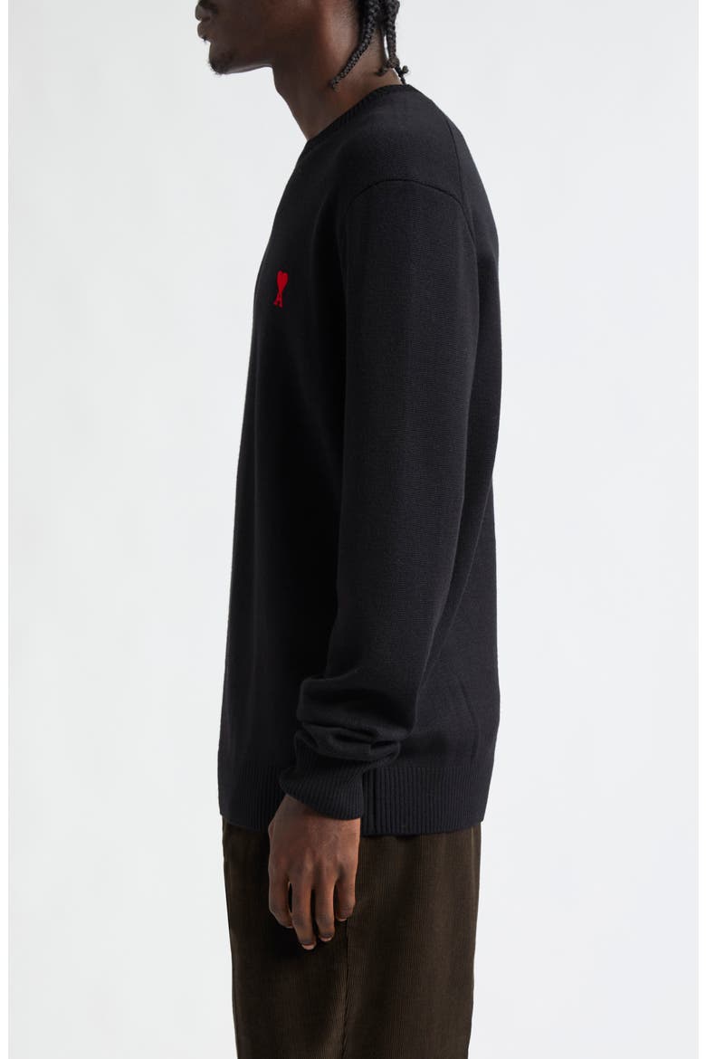 Ami de Coeur Wool Crewneck Sweater, Alternate, color, BLACK