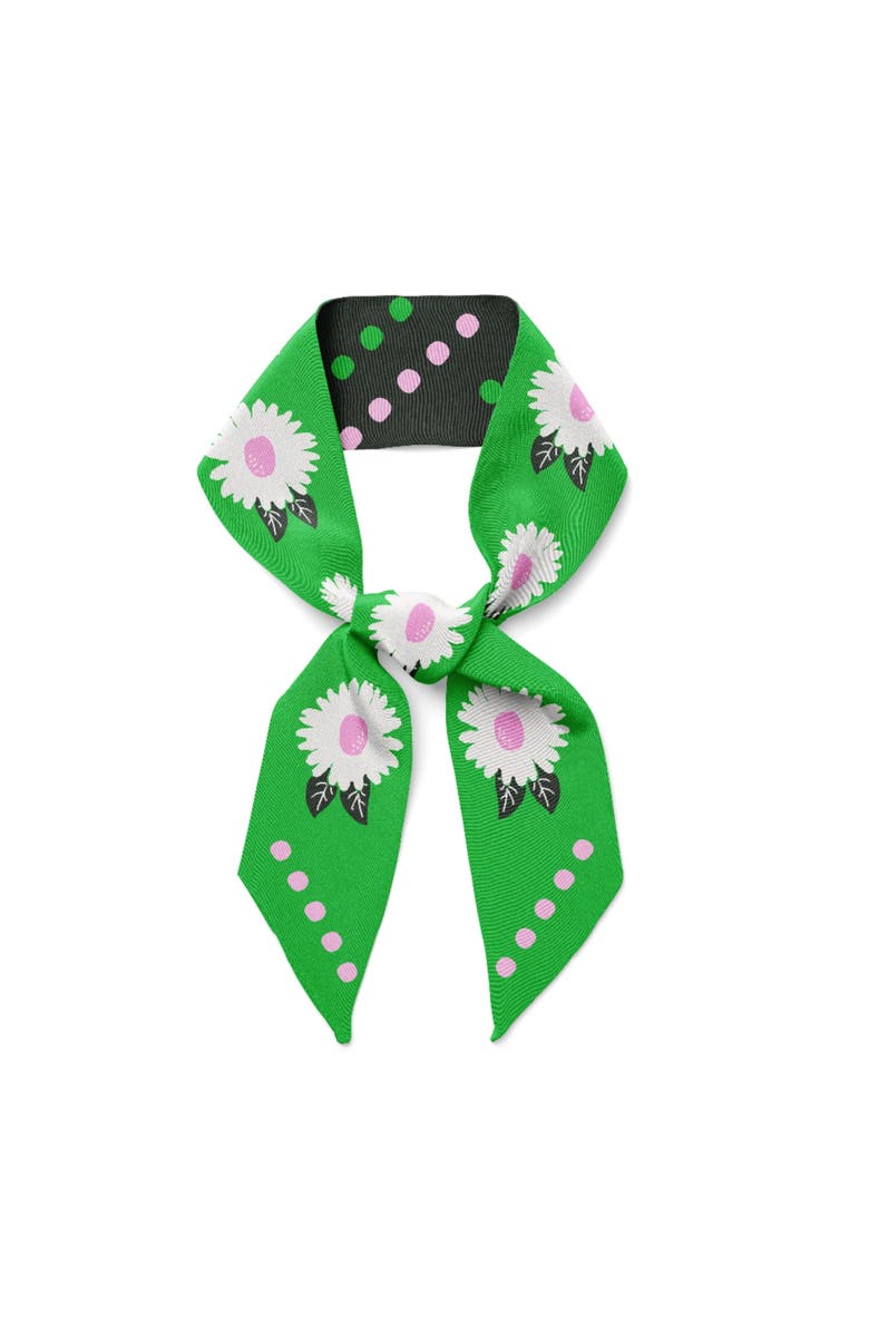 Centinelle White Flower Twilly Ribbon Scarf, Main, color, White