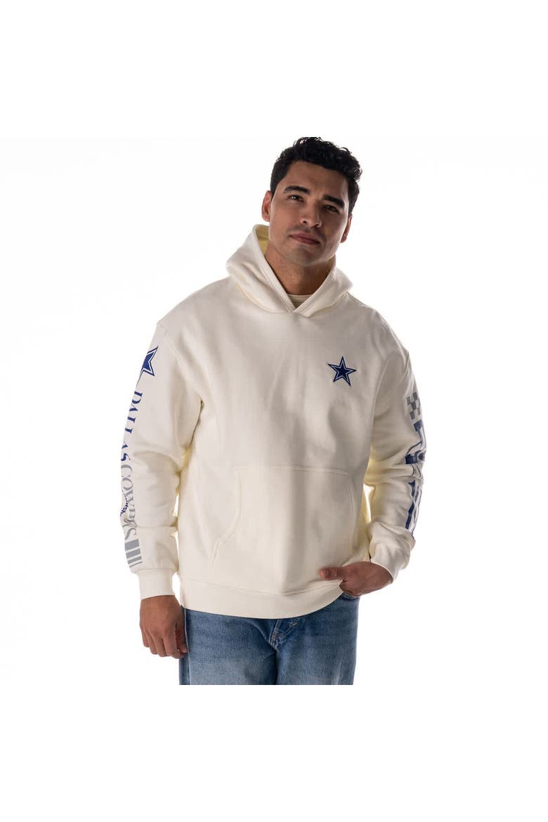 Unisex The Wild Collective  White Dallas Cowboys Stacked Graphic Sleeve Fleece Hoodie, Alternate, color, White