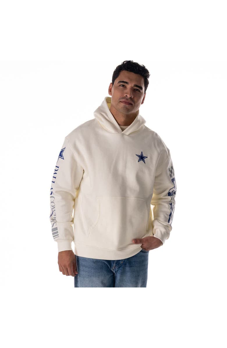 THE WILD COLLECTIVE Unisex The Wild Collective  White Dallas Cowboys Stacked Graphic Sleeve Fleece Hoodie, Alternate, color, White