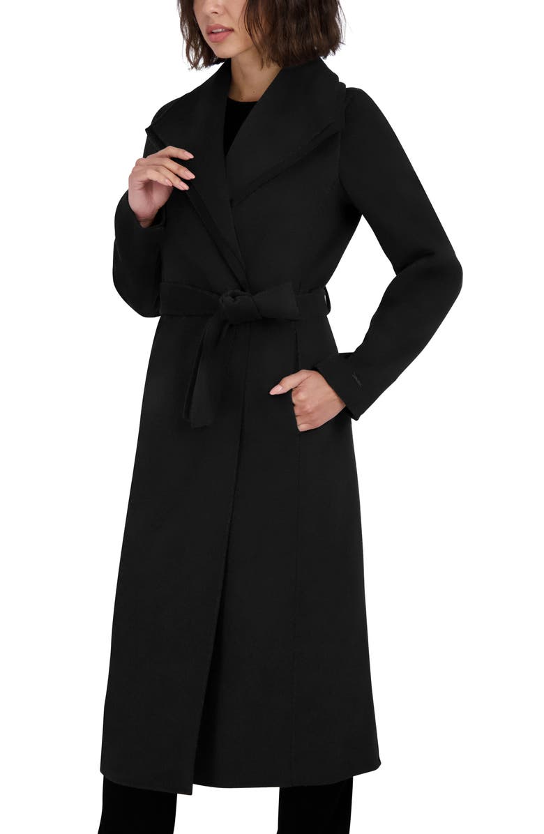 Tahari Elliot Wool Blend Coat, Alternate, color, Black