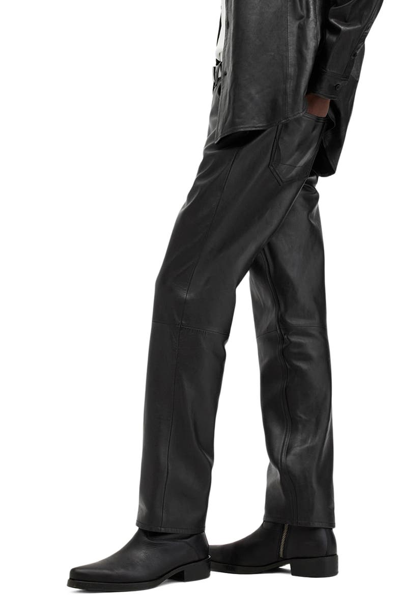 AllSaints Lynch Leather Pants, Alternate, color, Black