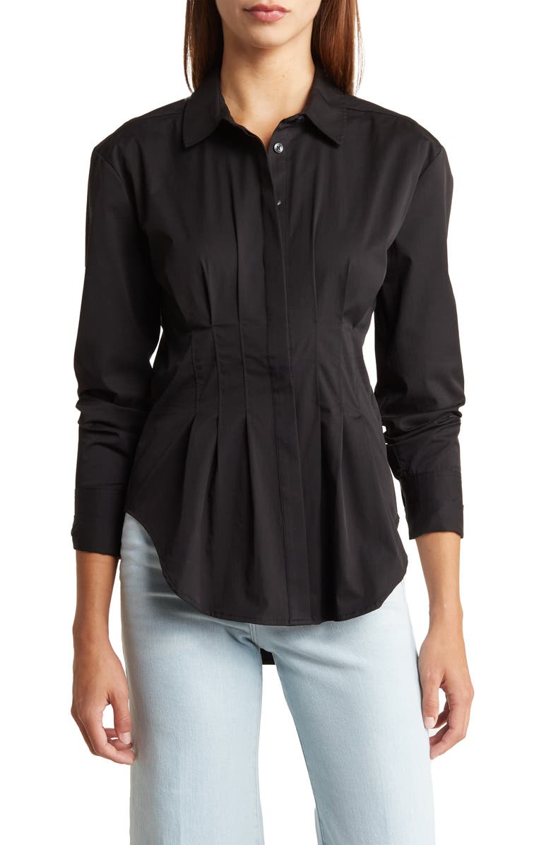 Good American Dart Waist Button-Up Shirt, Main, color,