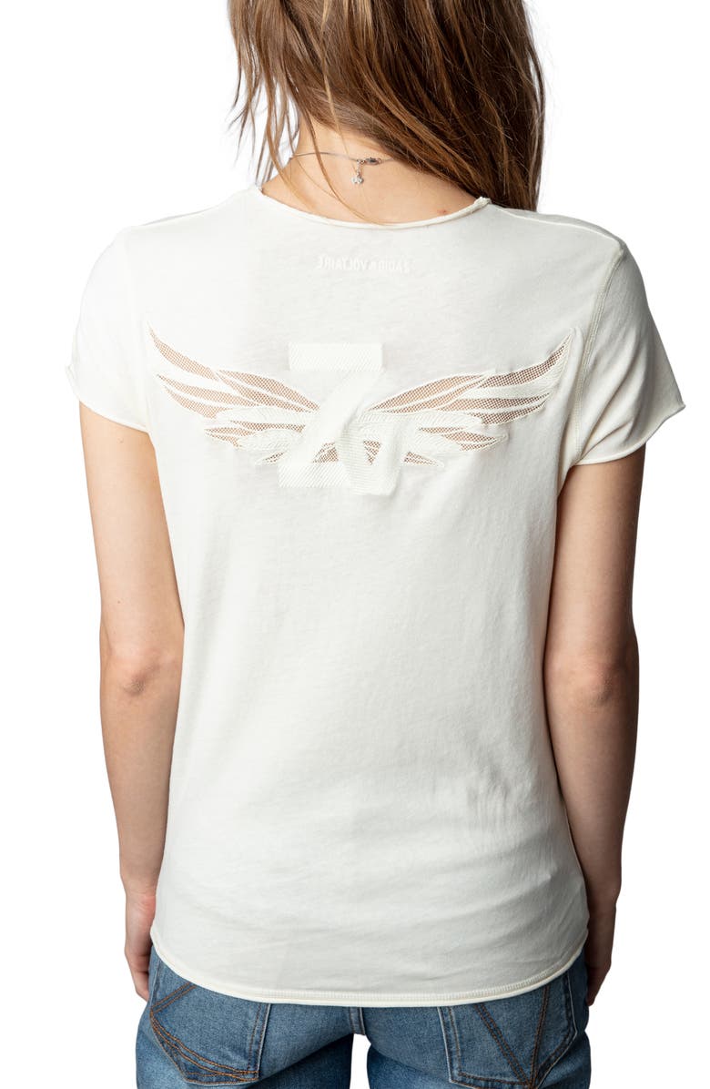 Zadig & Voltaire Story Wings Fishnet Cotton T-Shirt, Alternate, color, 