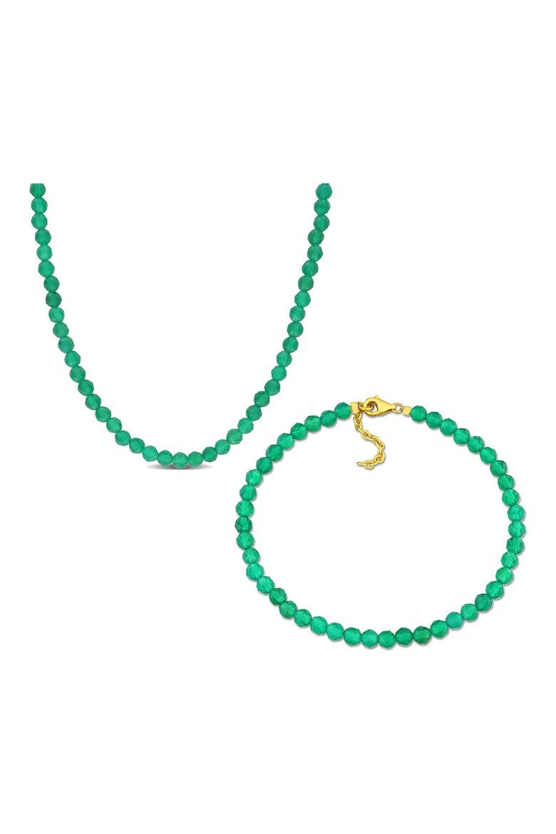 Beaded Green Onyx Bracelet & Necklace Set, Main, color, GREEN