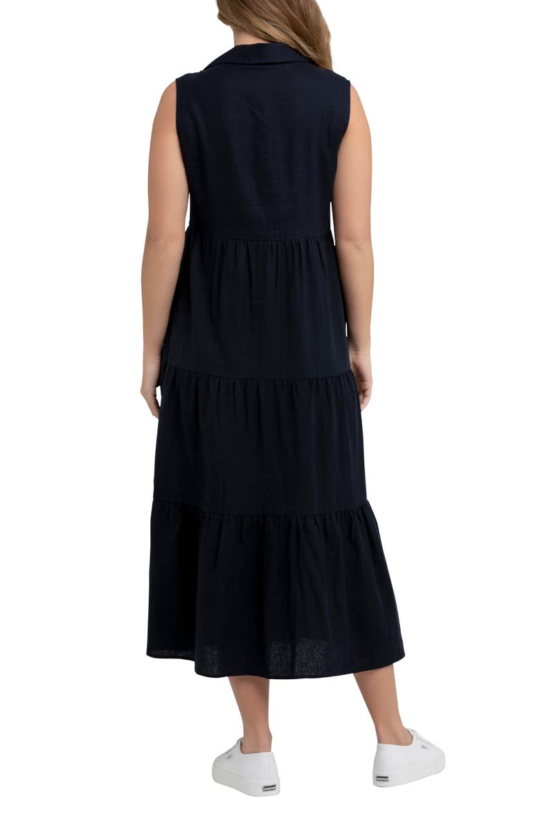 Ripe Maternity Tracy Tiered Linen Dress, Alternate, color, Navy