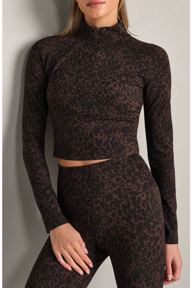 Revive Leopard Quarter Zip Top, Main, color, JAVA LEOPARD