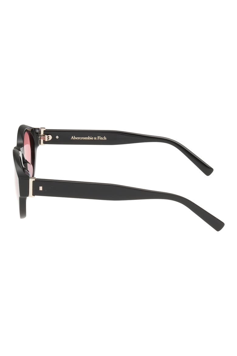 49mm Round Sunglasses, Alternate, color, SHINY BLACK / ROSE LENS