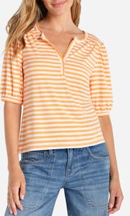 Liverpool Los Angeles Stripe Split Neck Top