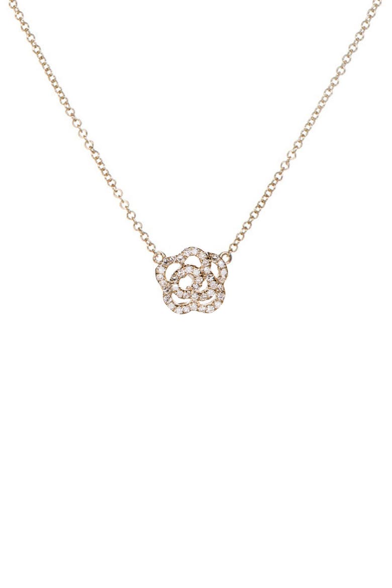 Diamond Rose Pendant Necklace, Main, color, 14K YELLOW GOLD