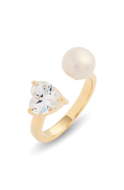 Demi Fine Heart & Freshwater Pearl Open Ring