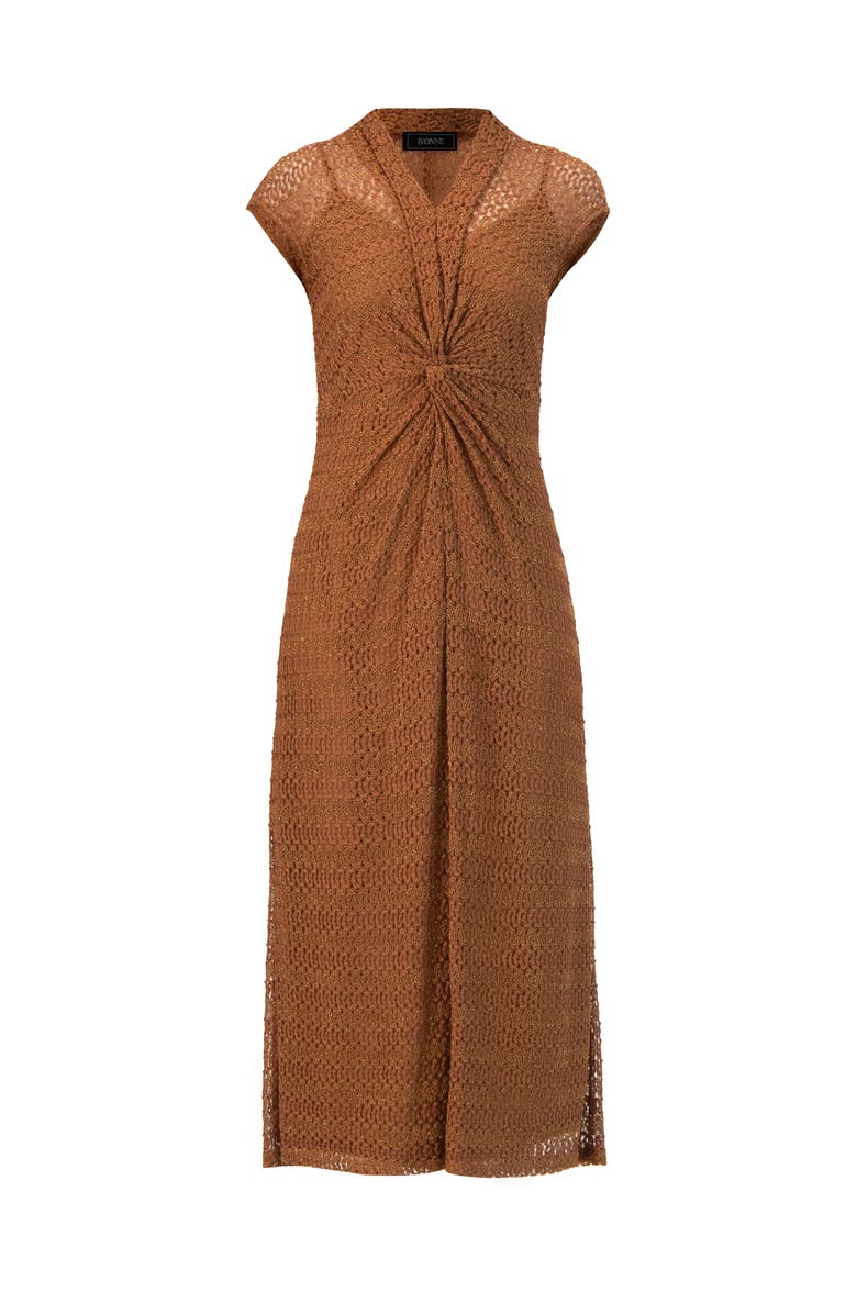 IVONNE Long Knitted Off-Shoulder Dress, Alternate, color, Brown