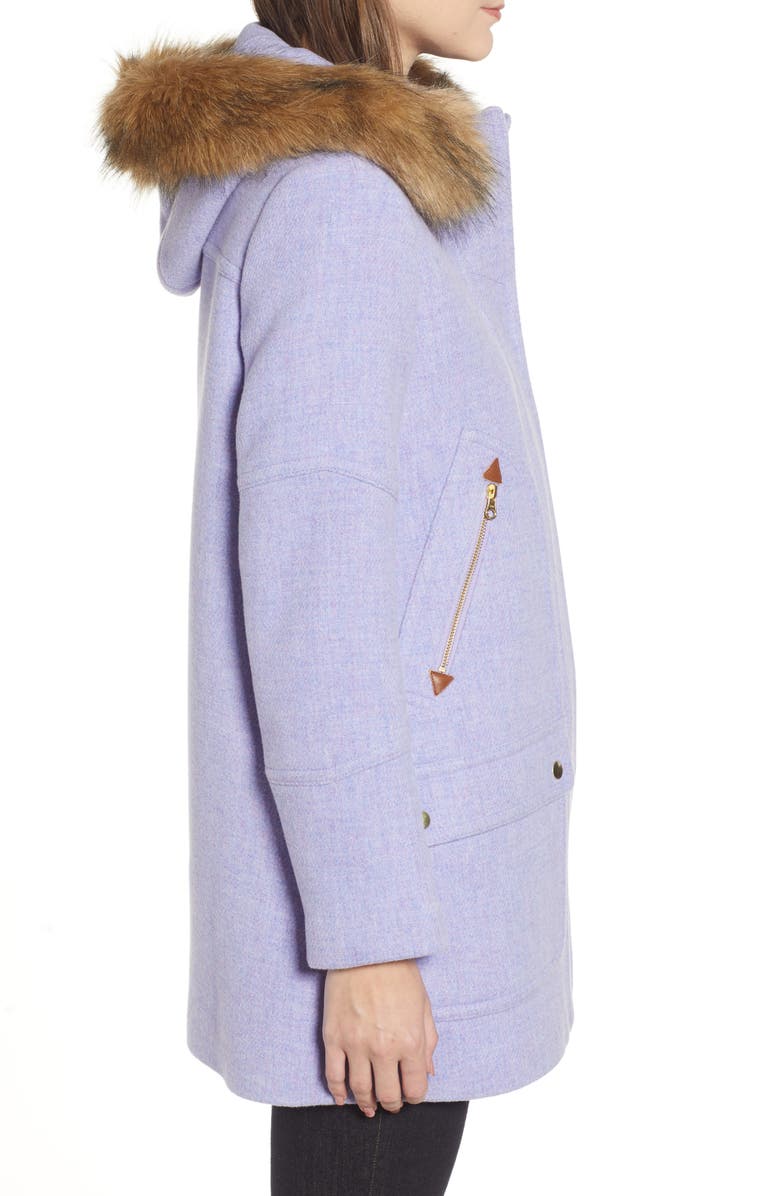 J.Crew Chateau Stadium Cloth Parka with Faux Fur Trim, Alternate, color, 