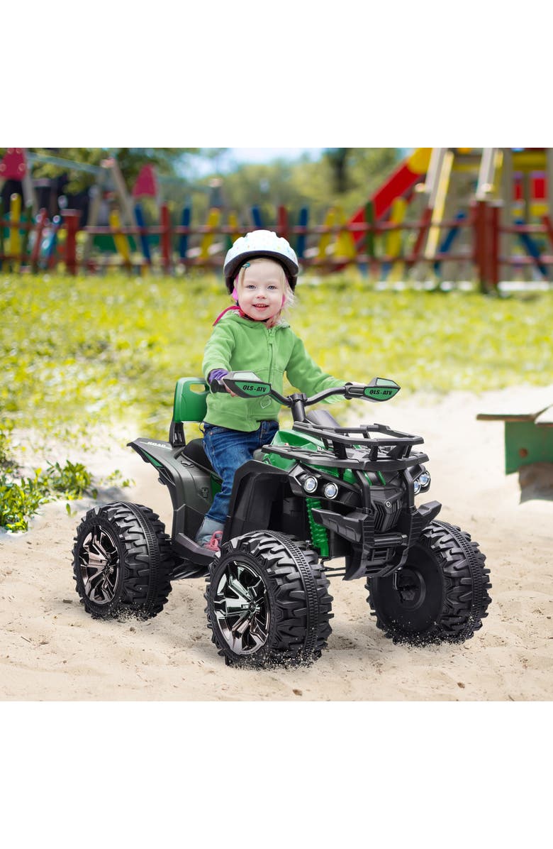 Aosom Kids Electric ATV, 12V, 4-Wheel, Music, Headlights, Alternate, color, Green