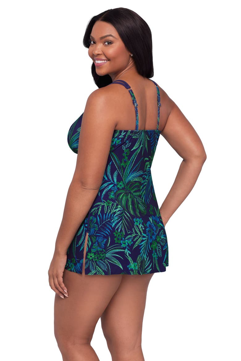 Tracey Adjustable Side-Tie Coverage Plus Size Swimdress, Alternate, color, Tropical Tessellation