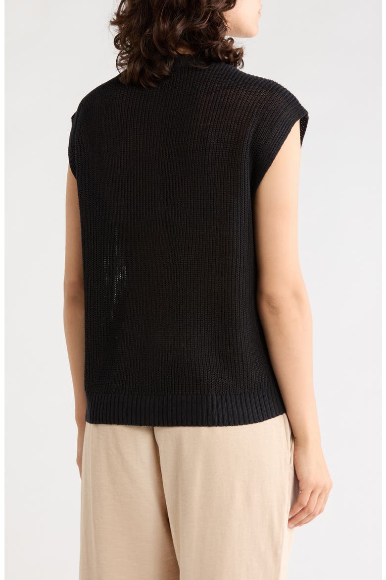 Organic Linen & Organic Cotton Sweater Vest, Alternate, color, BLACK