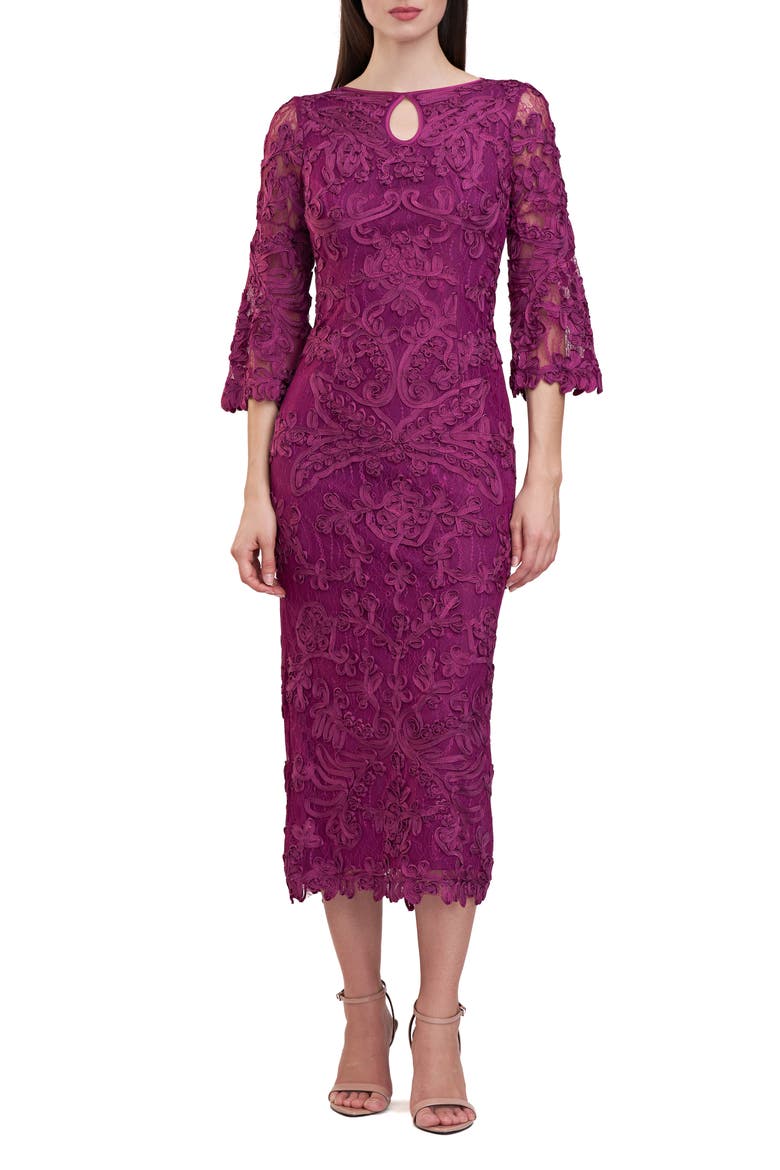 Perla Soutache Sheath Dress, Main, color, PLUM CASPIA