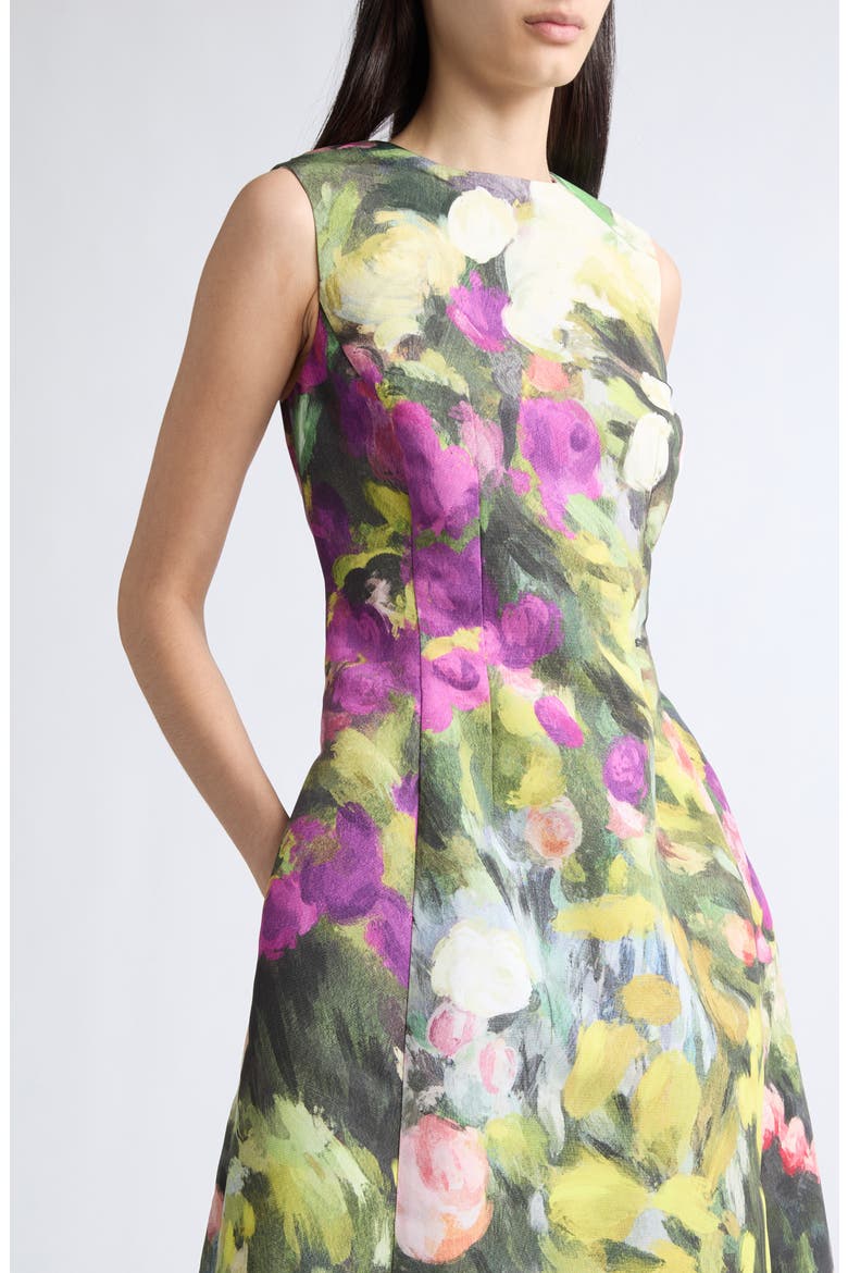 Abstract Garden Print Sleeveless Faille Dress, Alternate, color, GARDEN MULTI
