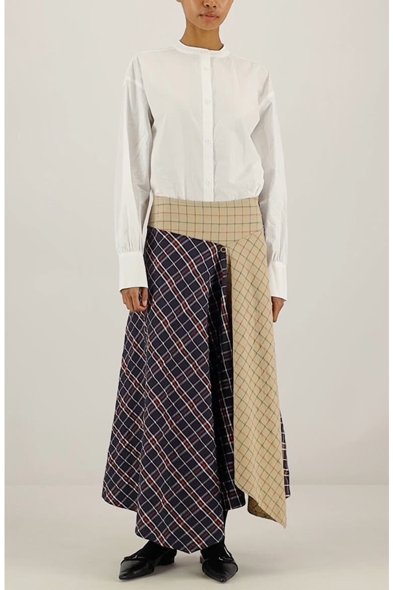 Dalbury Mix Tartan Asymmetric Maxi Skirt, Alternate, color, MULTI CHECK