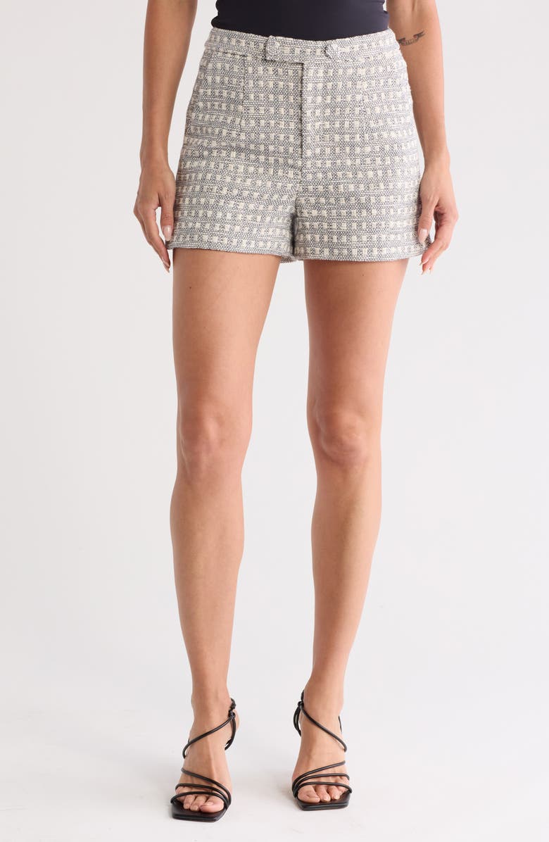 Cinq à Sept Laverne Check Print Shorts, Main, color, Navy/ White