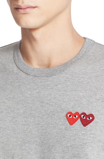 【Play Comme des Garcons】ツインハーツ ジャージー Tシャツ Comme Des Garçons Play Twin Hearts Slim Fit Jersey T-shirt