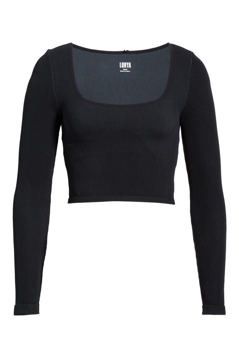 Seamless Flow Long Sleeve Pajama Top, Alternate, color, IMMERSED BLACK