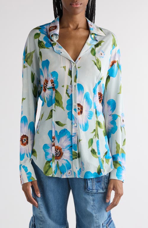 Acne Studios Suri Floral Print Button-up Shirt In Multi Blue