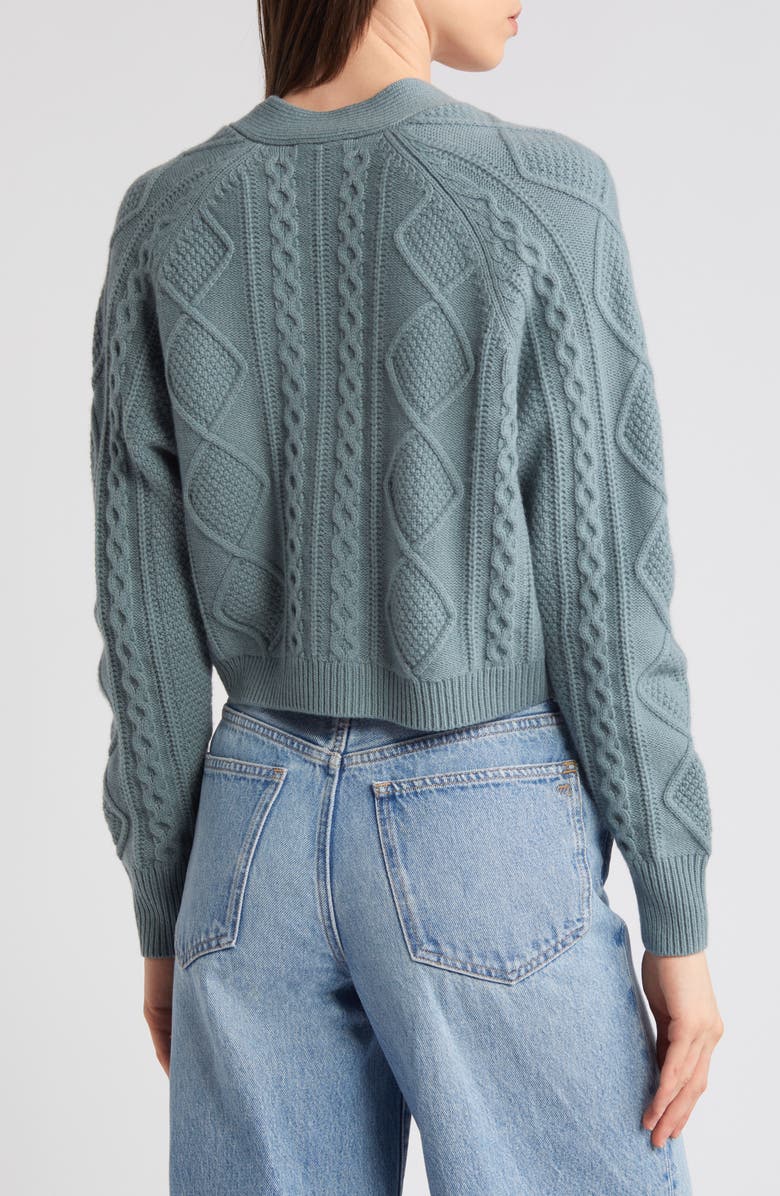 Madewell Cable Knit V-Neck Crop Cardigan, Alternate, color,