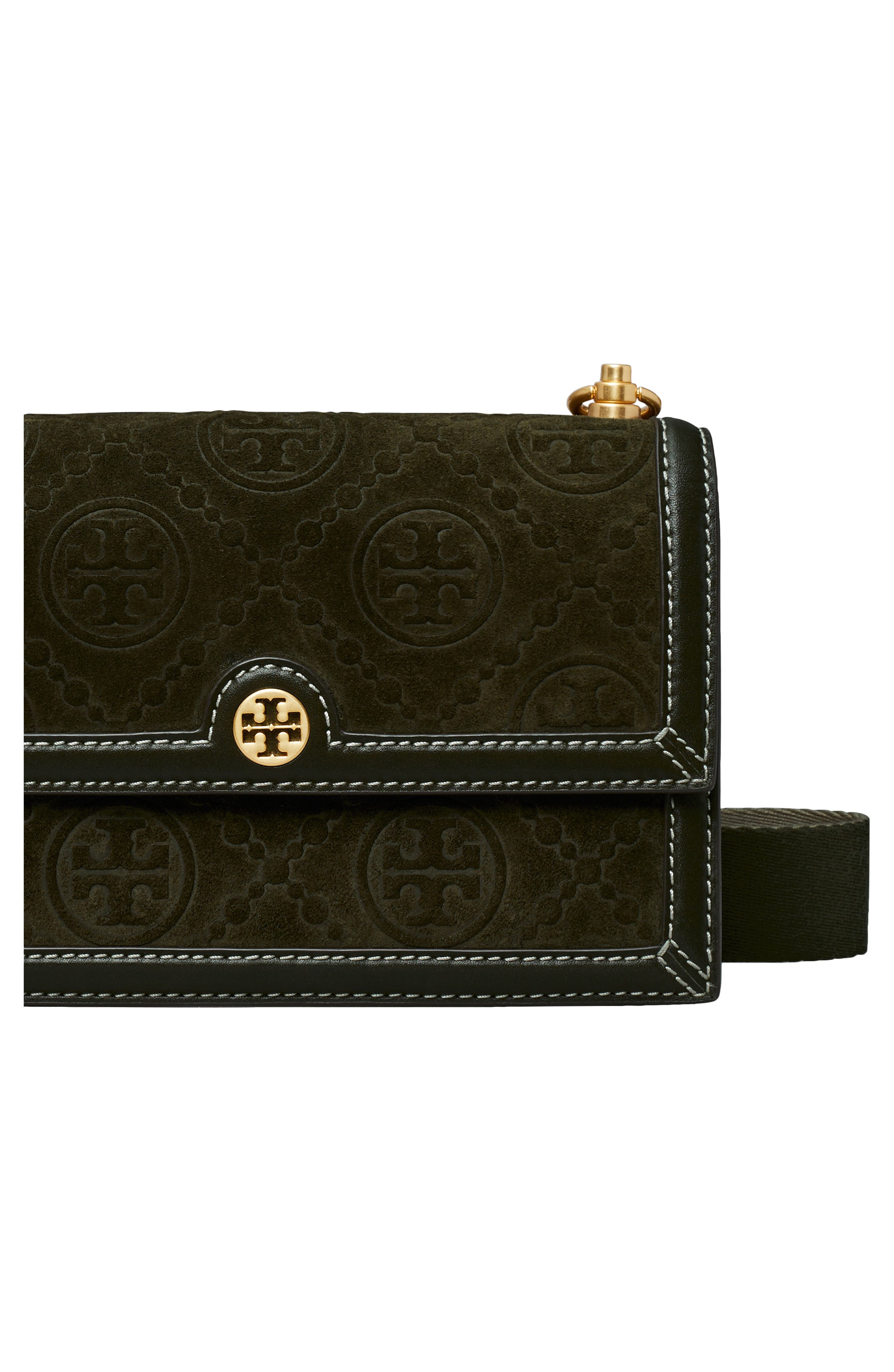 Tory Burch T Monogram Embossed Suede Small Shoulder Bag, Alternate, color, 