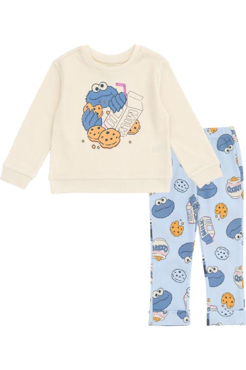 Cookie Monster Sweatshirt and Waffle Pants Set