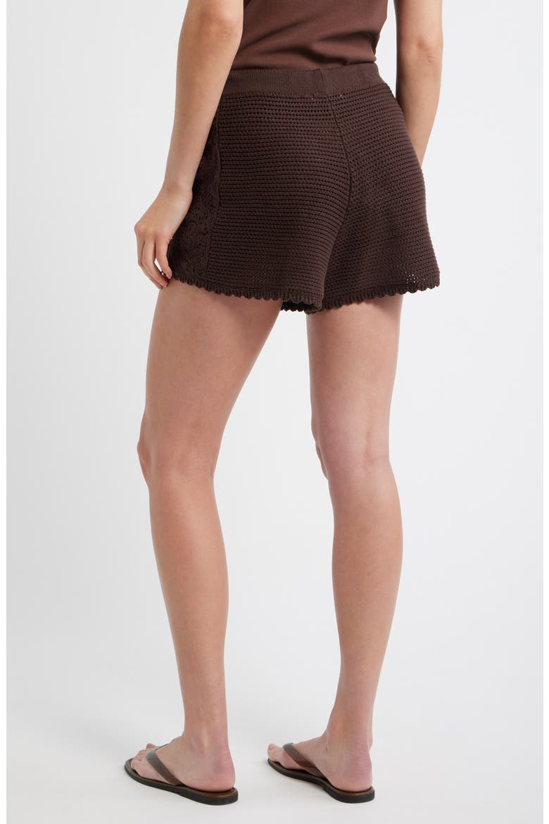 Celita Open Stitch Drawstring Shorts, Alternate, color, CHOCOLATE