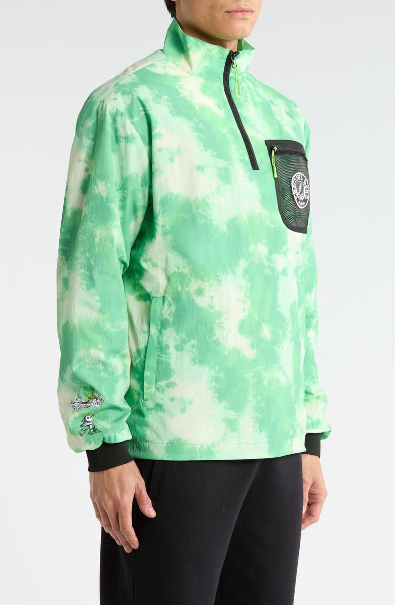 Malbon Golf Grateful Dead Cascade Windshirt, Alternate, color, Green Tie Dye