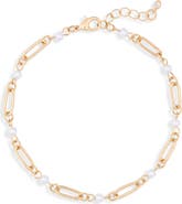 NORDSTROM RACK Faux Pearl Chain Anklet
