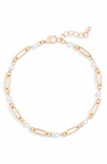 NORDSTROM RACK Faux Pearl Chain Anklet