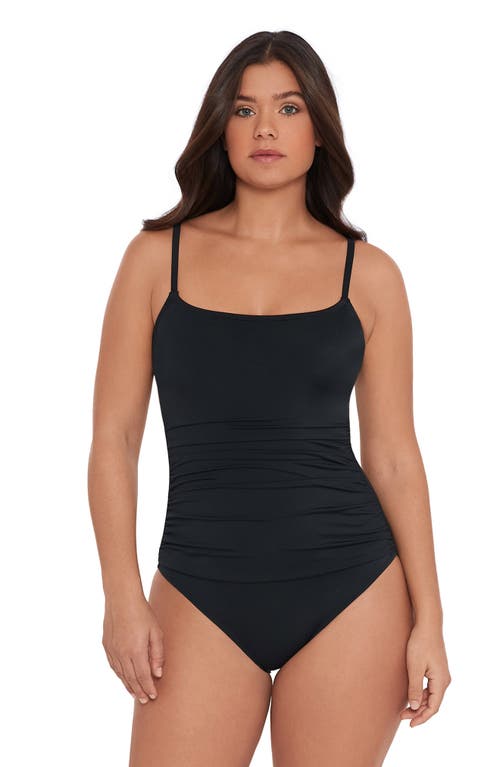 S3 Classic Shirred Front One Piece Swimsuit In Onyx Black
