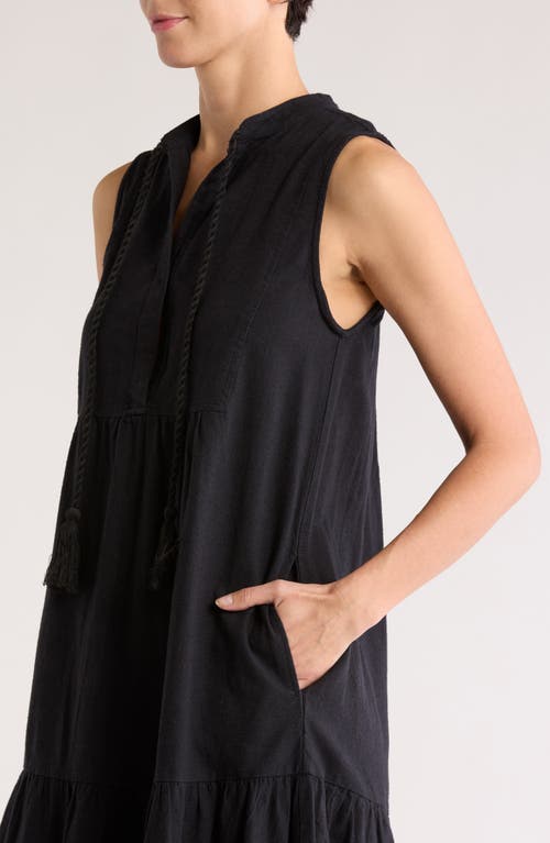 Elan Tiered Cotton & Linen Cover-up Dress In Black