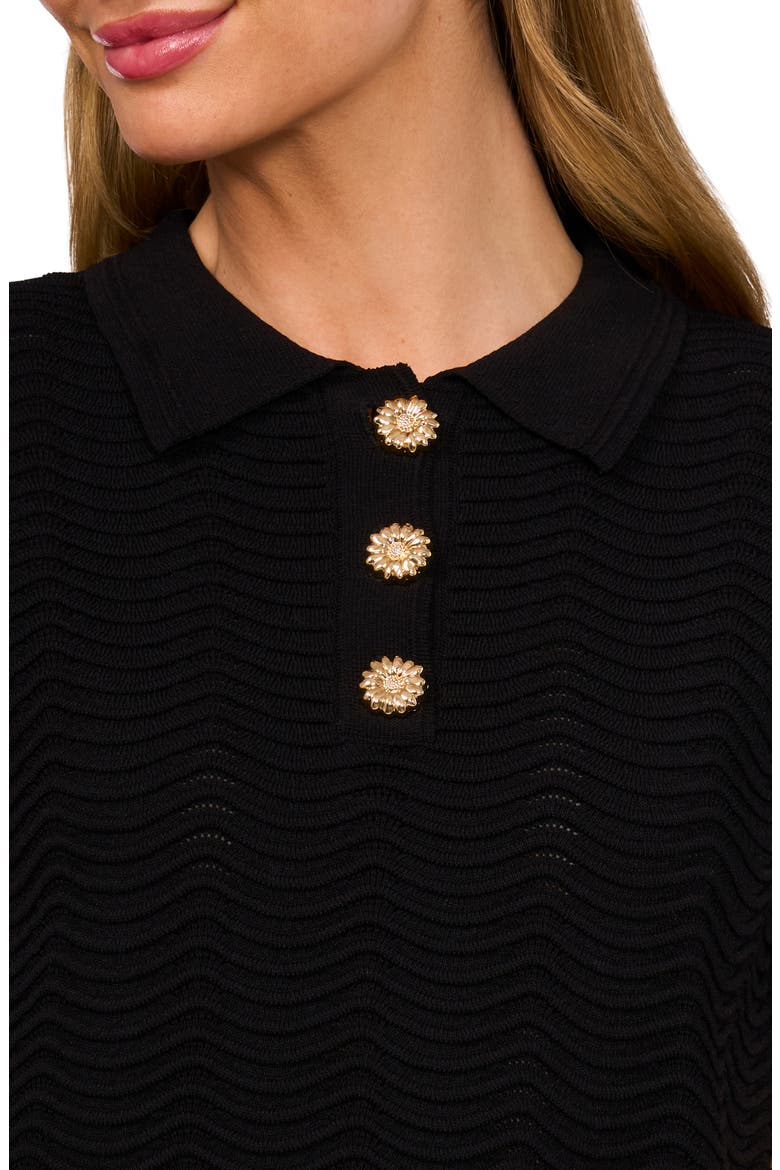 Scallop Stitch Polo Sweater, Alternate, color, RICH BLACK