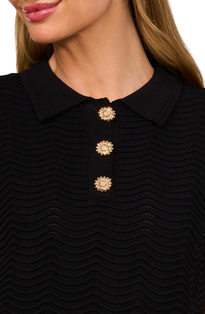 CeCe Scallop Stitch Polo Sweater, Alternate, color,