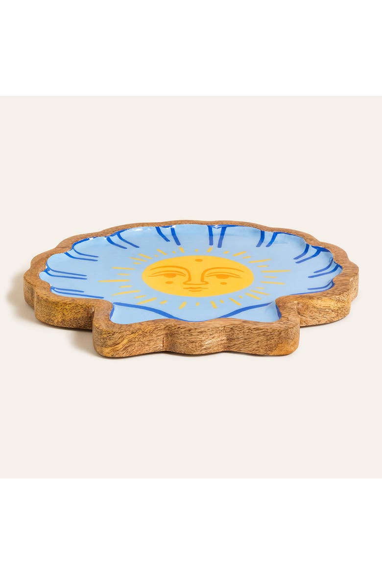 Lakri Tree Serving Board 8" Entertaining Artisan, Alternate, color, Blue