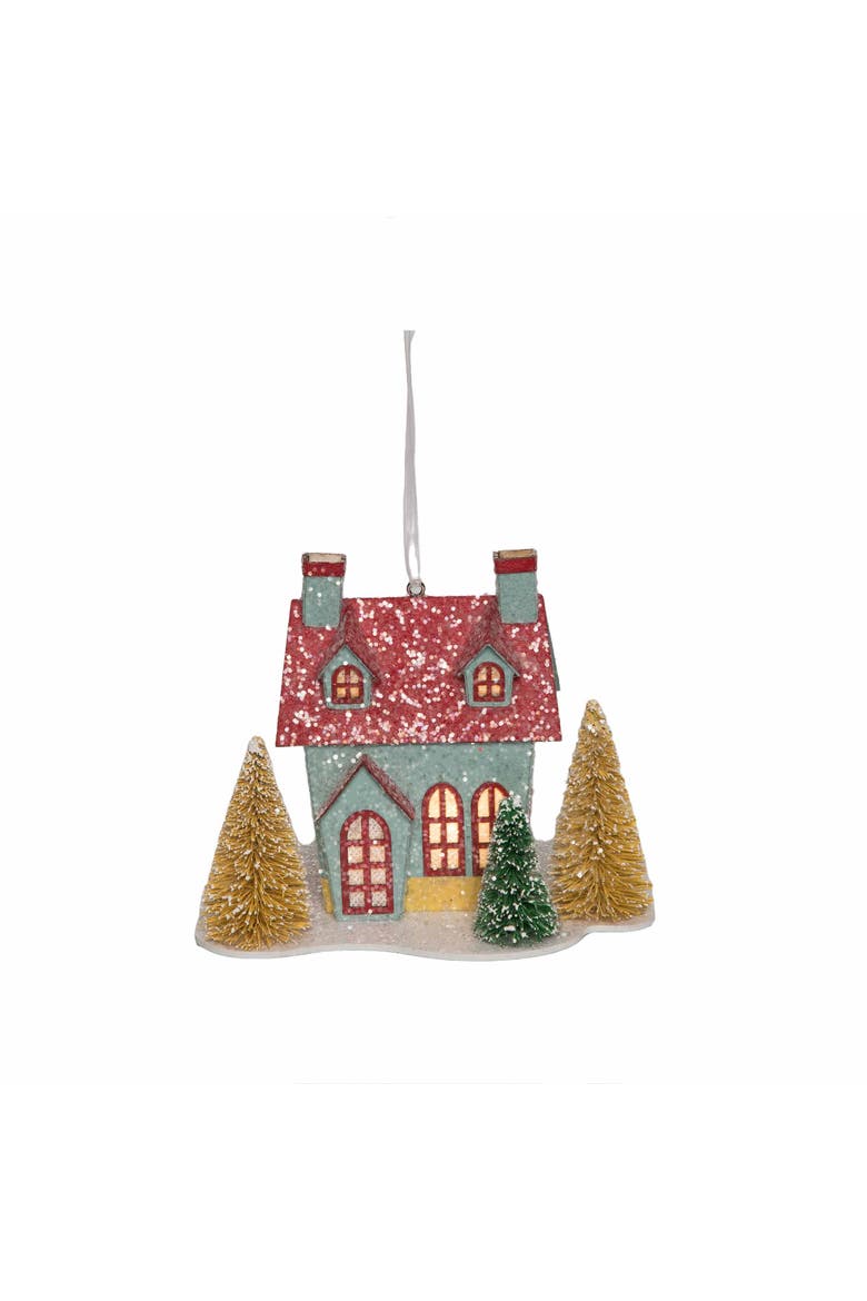 Boho Christmas Houses Ornament Set of 3, Alternate, color, Green