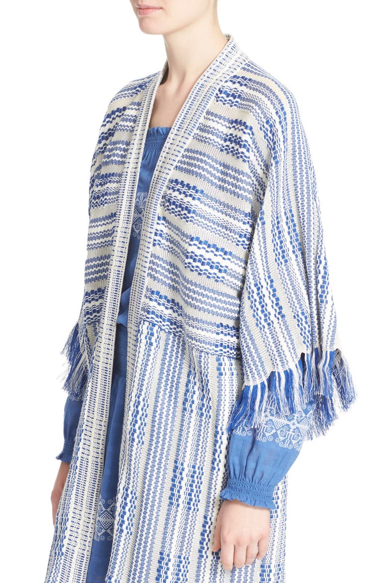 'Jessica' Linen & Cotton Cardigan, Alternate, color, HUDSON BLUE