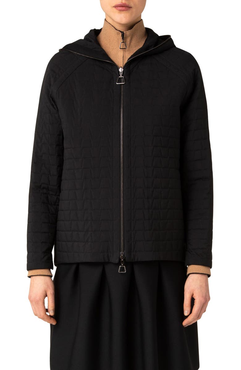 Akris Enon Quilted Taffeta Hooded Jacket, Main, color, 