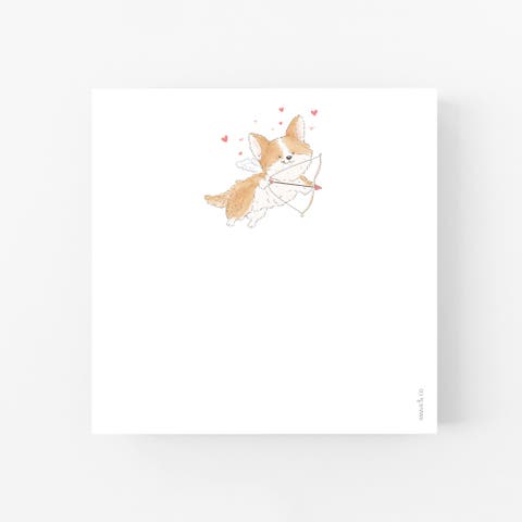Cupid Dog 6" x 6" Square Love Notepad