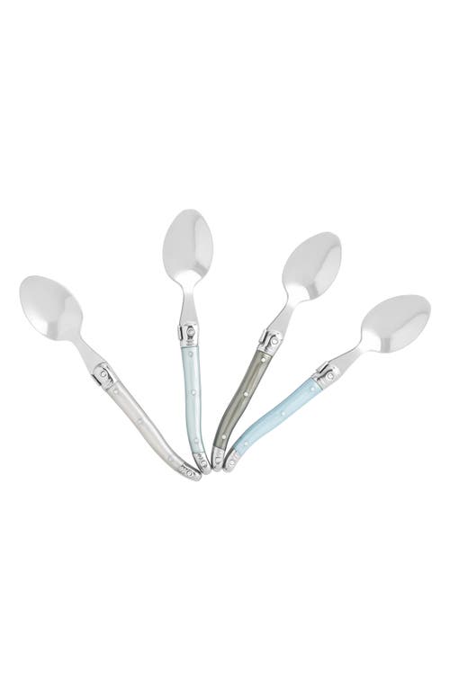 French Home Set Of 4 Faux Mother-of-pearl Assorted Coffee Spoons In Silver Multi Color