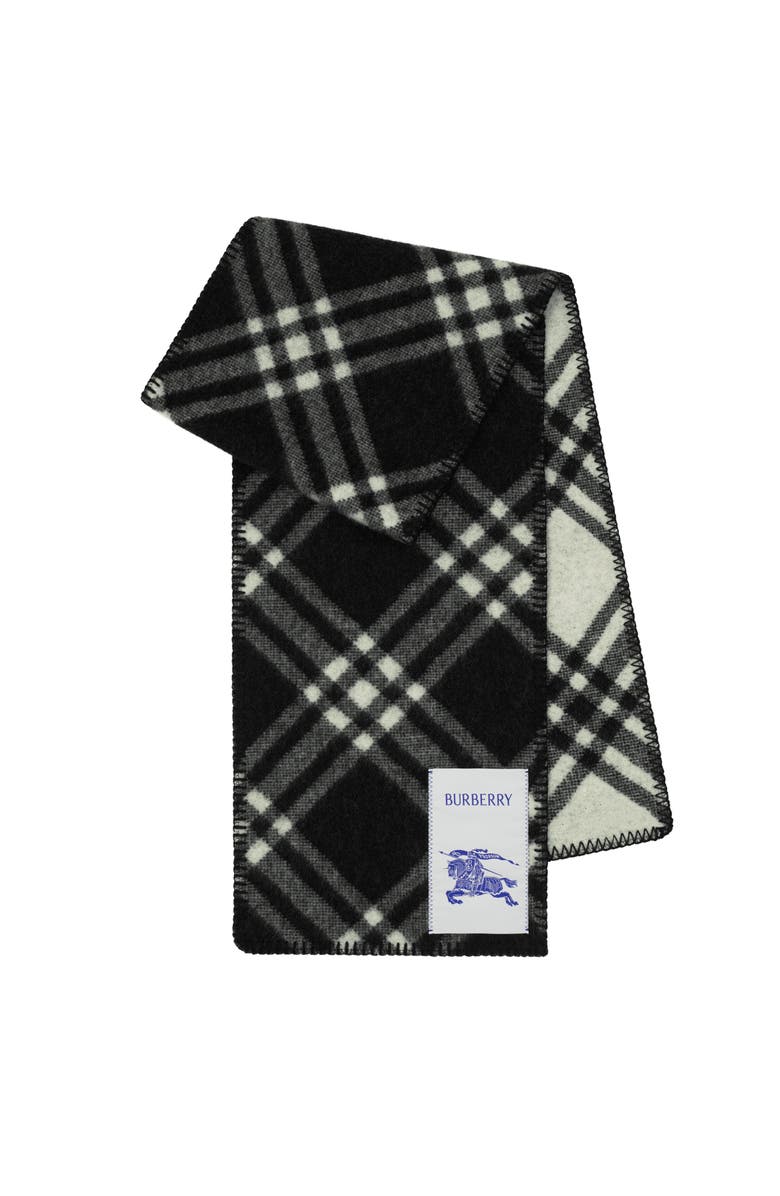 Burberry Check Wool Scarf, Main, color, Black